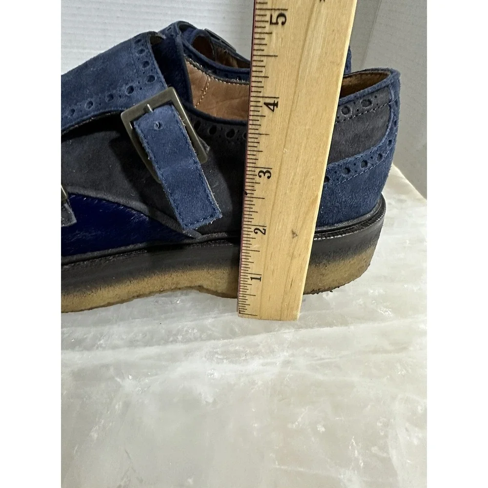 Etro Mens Blue Suede Double‎ Monk Strap Shoes UK 41 US 8.5